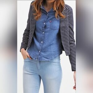 Only | Striped Navy & White Blazer, Size S
